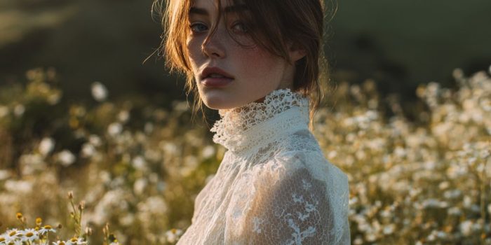 ai提示词_清晨，一个穿着白色裙子的棕发女孩站在草地上，周围是雏菊和野花_如何开通gpt会员功能缩略图