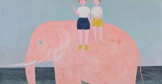 AI提示词_一只粉色大象背上坐着两个孩子，星空和柔和的海洋作为背景_chatgpt 下载缩略图