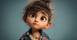 Ai提示词_超现实风格的Zendaya宝宝肖像，夸张的面部特征和细腻的肤色缩略图