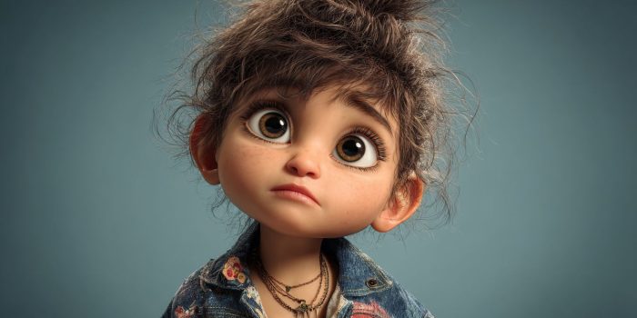 Ai提示词_超现实风格的Zendaya宝宝肖像，夸张的面部特征和细腻的肤色缩略图