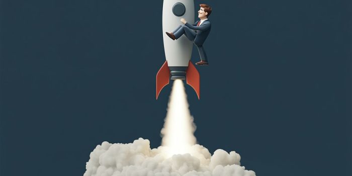 Ai提示词_一个商人在复古火箭上飞行，火箭底部冒出白烟_chatgpt 下载缩略图