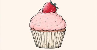 Ai提示词_手绘草图风格的草莓杯子蛋糕设计_chatgpt在线网页版官网缩略图