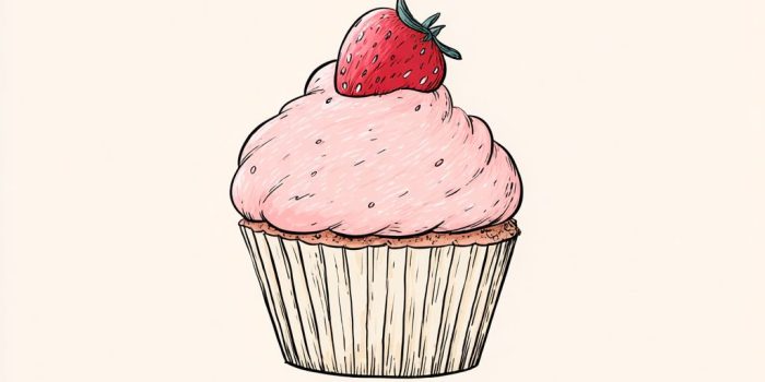 Ai提示词_手绘草图风格的草莓杯子蛋糕设计_chatgpt在线网页版官网缩略图