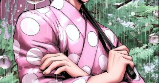 AI提示词_这是一个描绘善逸穿着和服、在雨中撑着伞的垂直手机壁纸，背景是绿色树木和窗户上的水滴_chat gpt会员多少钱缩略图