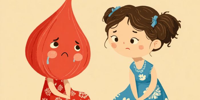 ai提示词_一颗可爱的无花果，穿着红色裙子，因被另一颗在远处与朋友们玩耍的无花果遗忘而流泪，两颗无花果都是棕色的女孩，远处的无花果穿着有白色花朵的蓝色裙子, 看起来非常开心_chatgpt会员多少钱缩略图