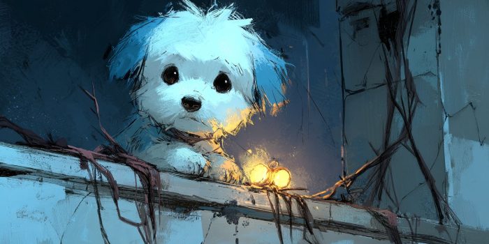 Ai提示词_可爱的宠物与墙上的藤蔓和浅色调缩略图