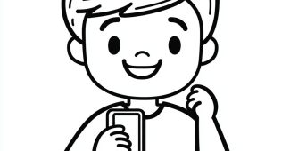 Ai提示词_男孩用手机寻求帮助的黑白图标设计_chatgpt网页版在线试用缩略图