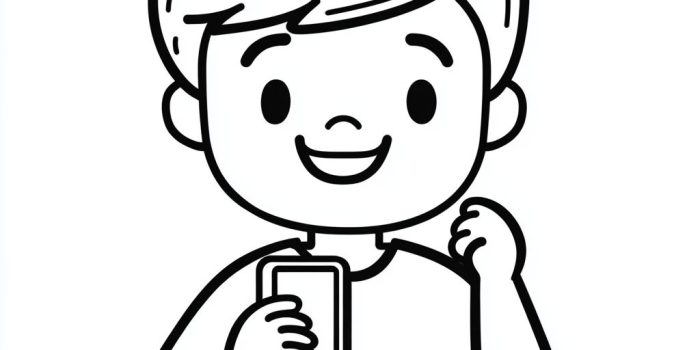 Ai提示词_男孩用手机寻求帮助的黑白图标设计_chatgpt网页版在线试用缩略图