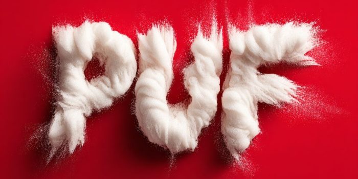 Ai提示词_红色背景上用美丽泡沫绘制的PUF字样_chatgpt5.0缩略图