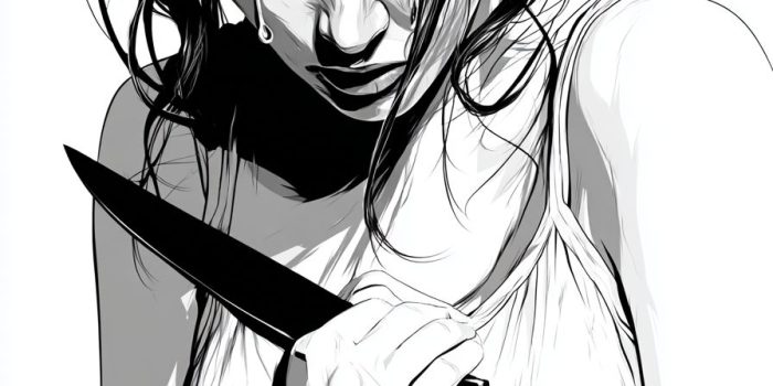 AI提示词_一位美丽的女子手持刀具保护自己，流着泪，感到生命受到威胁_国内如何买gpt会员卡便宜缩略图