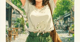 Ai提示词_漫画《六月生日月夏日心情》描绘一个女孩在阳光明媚的街道上发现六月日历，体验夏季的欢乐与满足缩略图