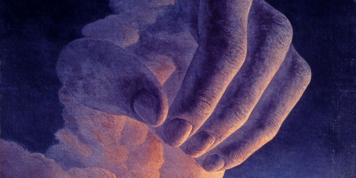 Ai提示词_一幅超现实主义画作，描绘了一个巨大的手掌托着坐着创作的年轻女性艺术家_如何购买gpt会员便宜缩略图