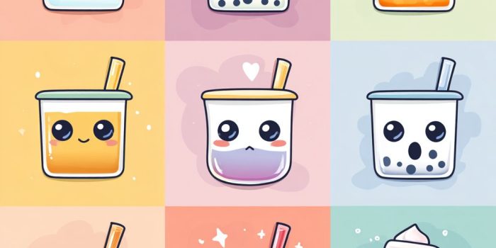 Ai提示词_绘制9个超可爱的波霸饮料表情符号缩略图