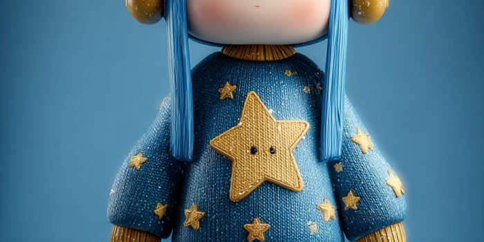 Ai提示词_一个超级可爱的女孩IP由Pop Mart制作，手持星星或水瓶座符号，展现出双鱼座的主题缩略图