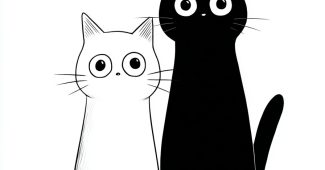 Ai提示词_一黑一白的可爱猫咪缩略图