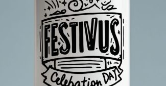 Ai提示词_一罐白色啤酒，上面用黑色墨水写着’FESTIVUS庆祝日’缩略图