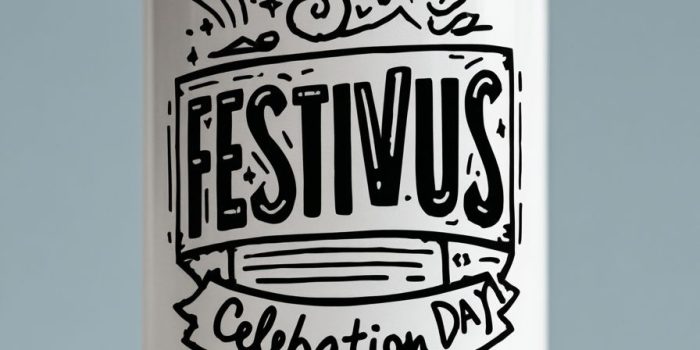 Ai提示词_一罐白色啤酒，上面用黑色墨水写着’FESTIVUS庆祝日’缩略图
