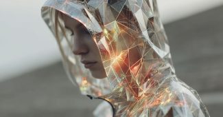 Ai提示词_吸引人的人身穿未来感低多边形反光运动服缩略图