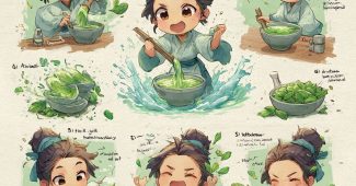 Ai提示词_卡通风格的茶叶制作过程缩略图