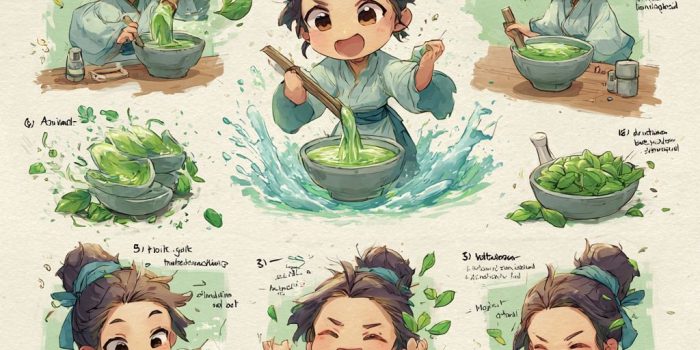 Ai提示词_卡通风格的茶叶制作过程缩略图