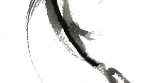 Ai提示词_这是一幅以黑墨描绘的简约风格的日本鲤鱼水墨画缩略图