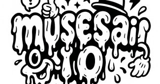 Ai提示词_创建一个黑白矢量风格的数字插图，展示“musesai.io”字样，采用大胆的卡通风格字母，带有夸张的滴落效果和手绘外观缩略图